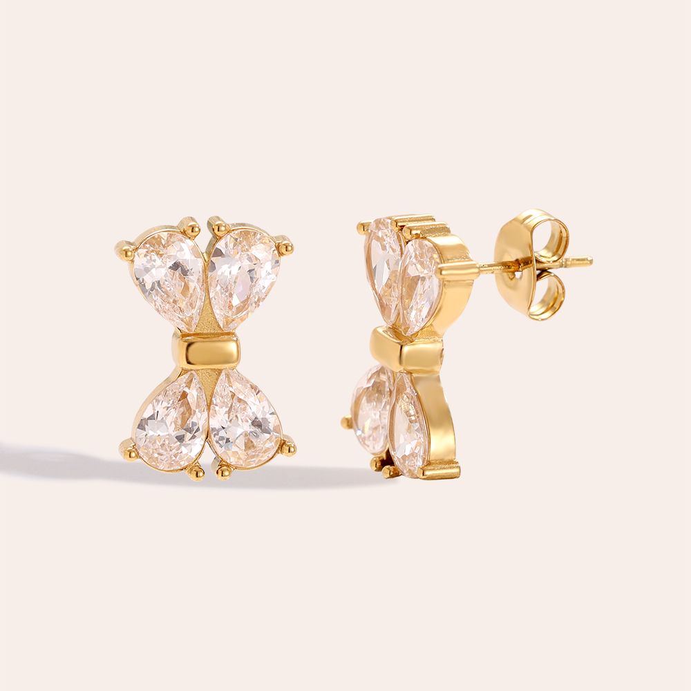 Fancy diamond bowtie oorbellen