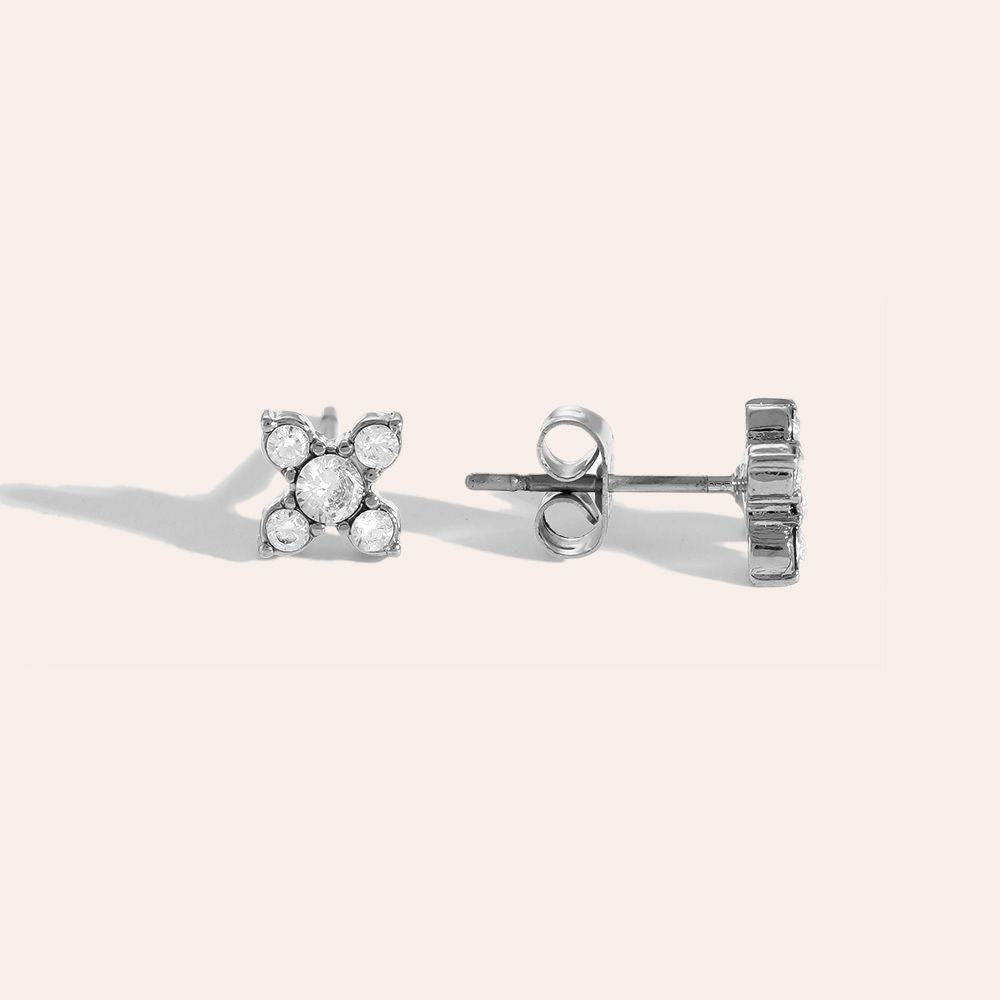 Diamanten lucky flower oorbellen