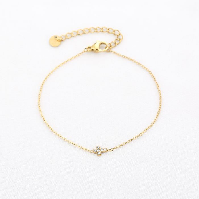 Strass kruisje armband
