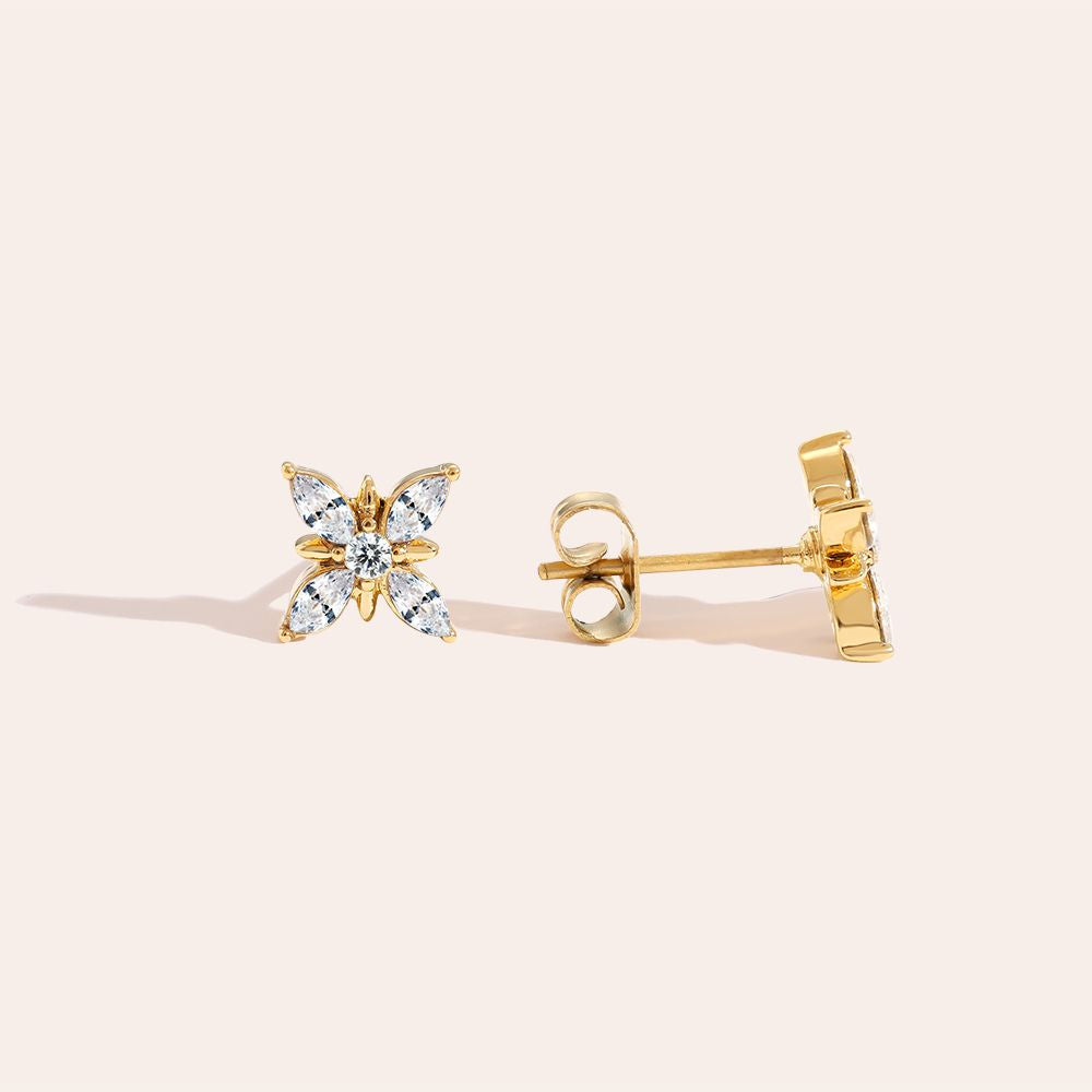 Diamant vorm bloem oorbellen