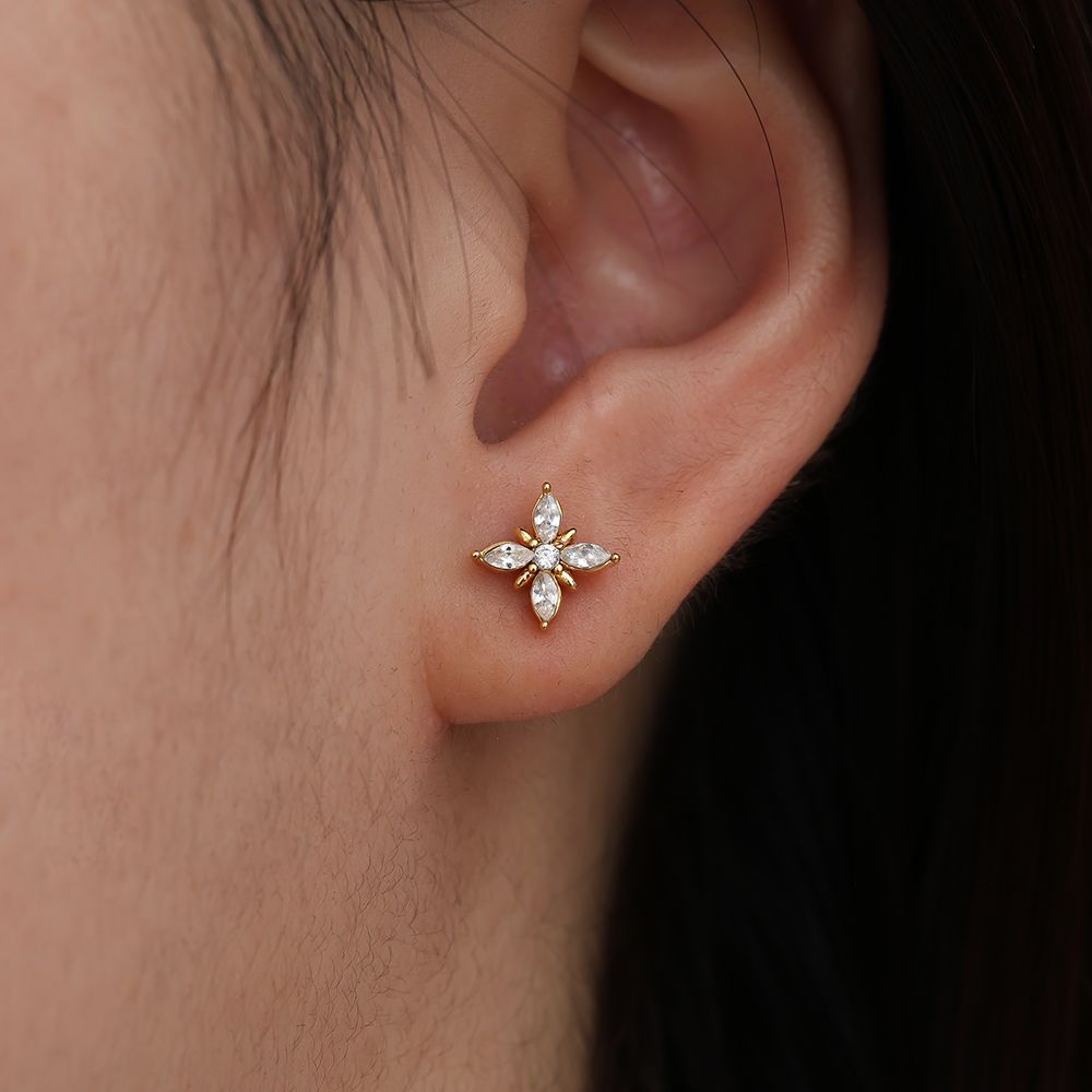 Diamant vorm bloem oorbellen